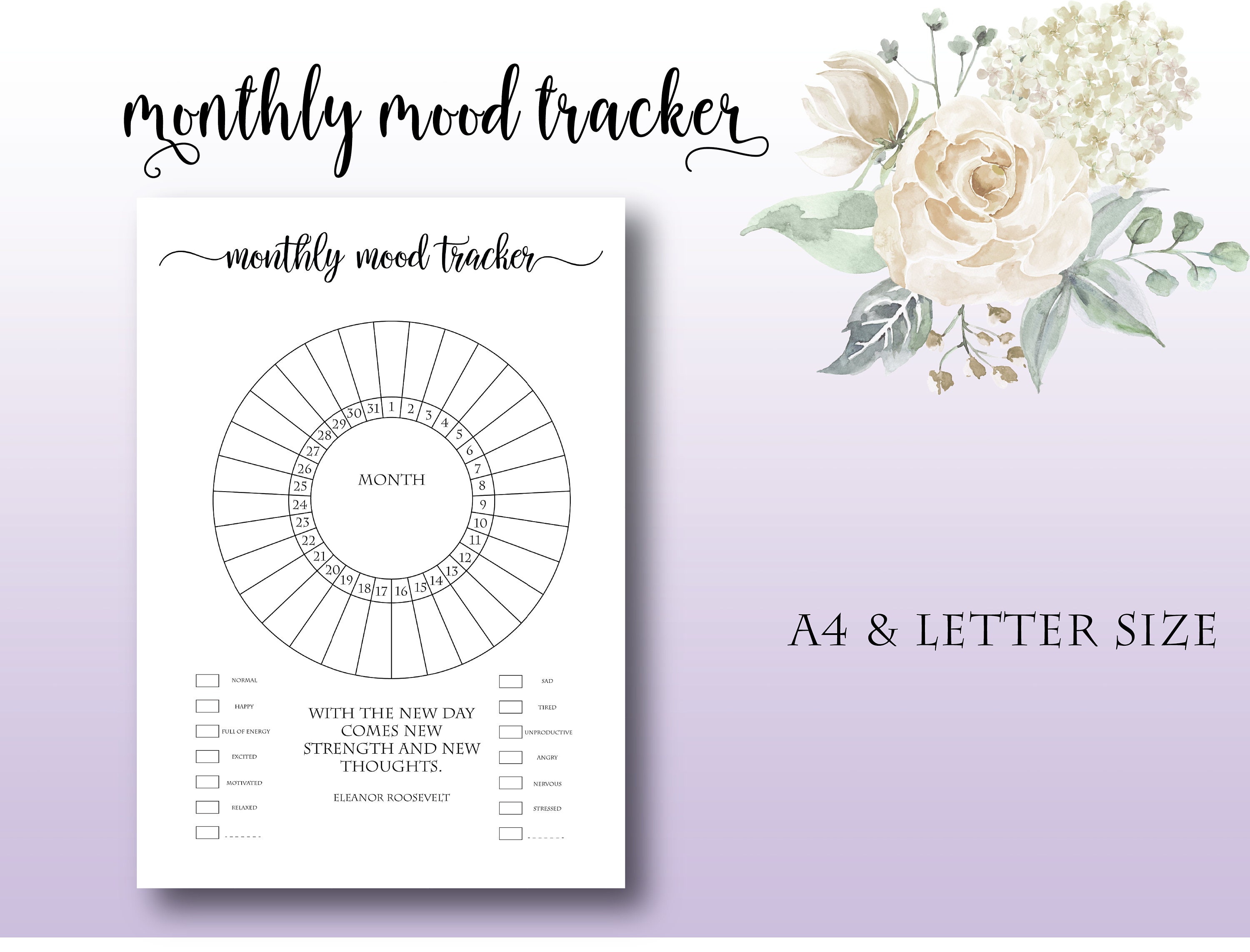 Circle Mood Tracker Printable Mood Chart Mood Journal | Etsy