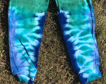 Girls Tie Dye Leggings Medium | Mermaid Colors | Cute Girls Tie Dye Leggings