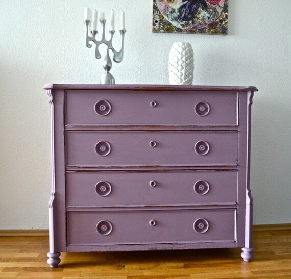 Solid Wood Dresser In Pink Country House Vintage Art Deco Etsy