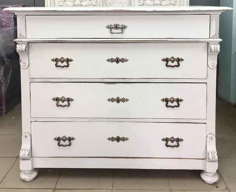Antique Dresser Cream White Shabby Chic Country House Dresser Etsy