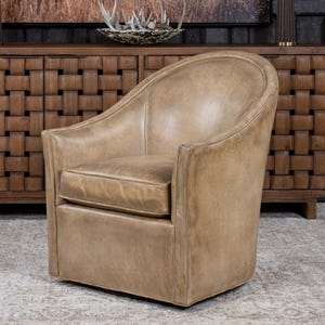 Sydney Chaps Leather Swivel Chair | Adobe Interiors