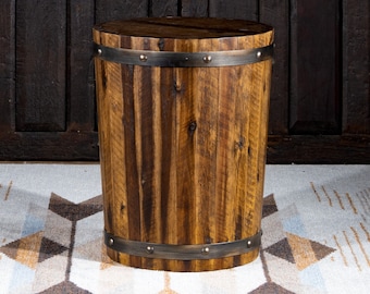 Ceylon Side Table | Uttermost | #25327 | Barrel End Table | Wood | Accent | Wine | Whiskey