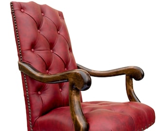 Chisum Saloon Red Tufted Desk Chair