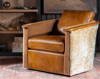 Horseshoe Leather Swivel Chair | Fine Leather Furniture | American Made