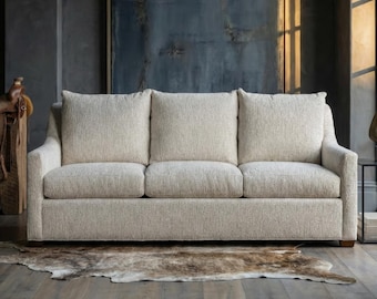 Ivory Chenille Fabric Sofa | Boca Sands, American Made