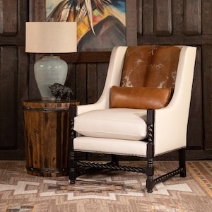 Bandera Leather Chair | American Made | Cowhide | Barley Twist | High Quality | Southwestern | Western