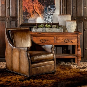 Jameson Leather Chair | Ranch Style | Modern Rustic | American Made | Top Grain | Rustic Elegance |
