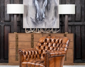 Winchester Tufted Leather Lounge Chair | Distressed | Vintage | American Made | Cigar Chair | High Quality | Top Grain | 8 Way Hand Tied