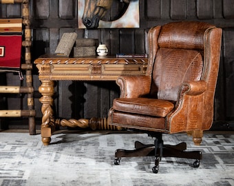 Durango Executive Desk Chair | Leather | Embossed | Gator | Croc | American Made