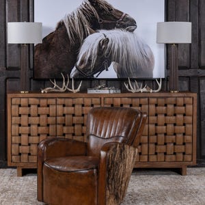 Cowboy Paris Swivel Chair | American Made | Brindle Cowhide | Full Grain Leather | High Quality