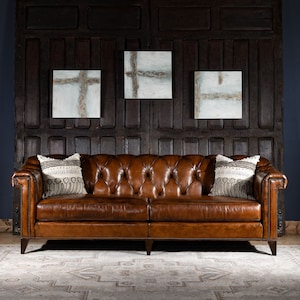 Lockwood Leather Chesterfield Sofa Modern Rustic American Made