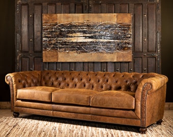 Buckeye Leather Chesterfield Sofa | Fine Leather Furniture | Tufted | Rustic Elegant