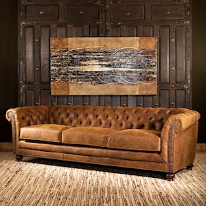 Buckeye Leather Chesterfield Sofa Fine Leather Furniture Tufted Rustic Elegant image 1