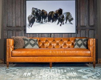 Full Grain Leather Chesterfield Sofa | American Made, Mid-Century Modern