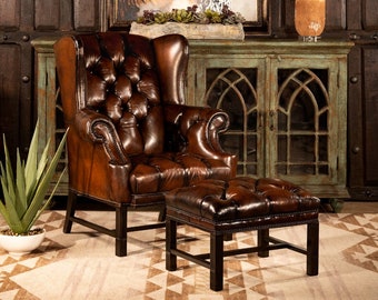 Victoria Tufted Leather Chair | Fine Leather Furniture | Tufted | Hand Burnished | Accent