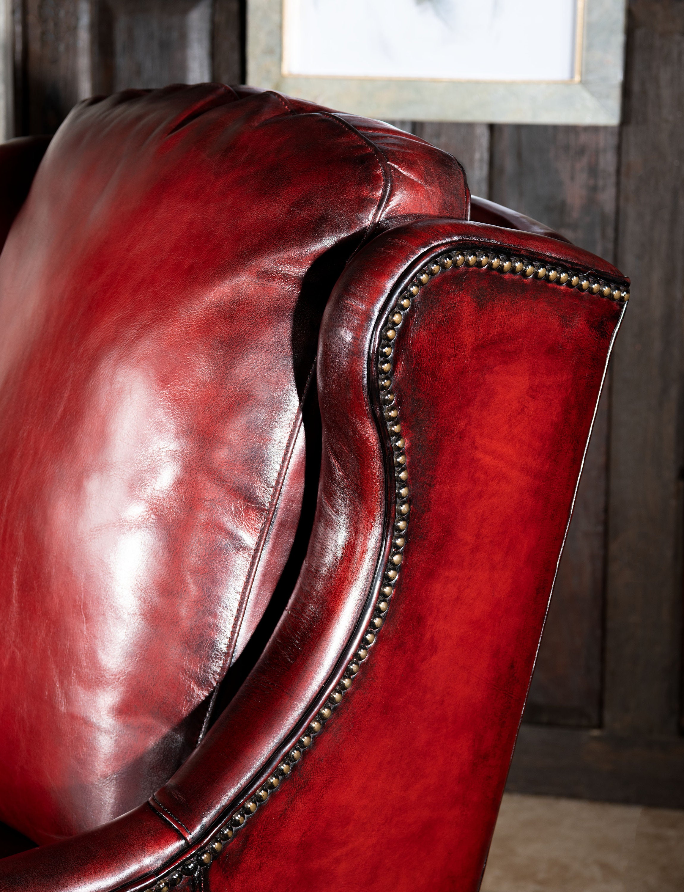 Burnished Red Leather Tufted Office Chair