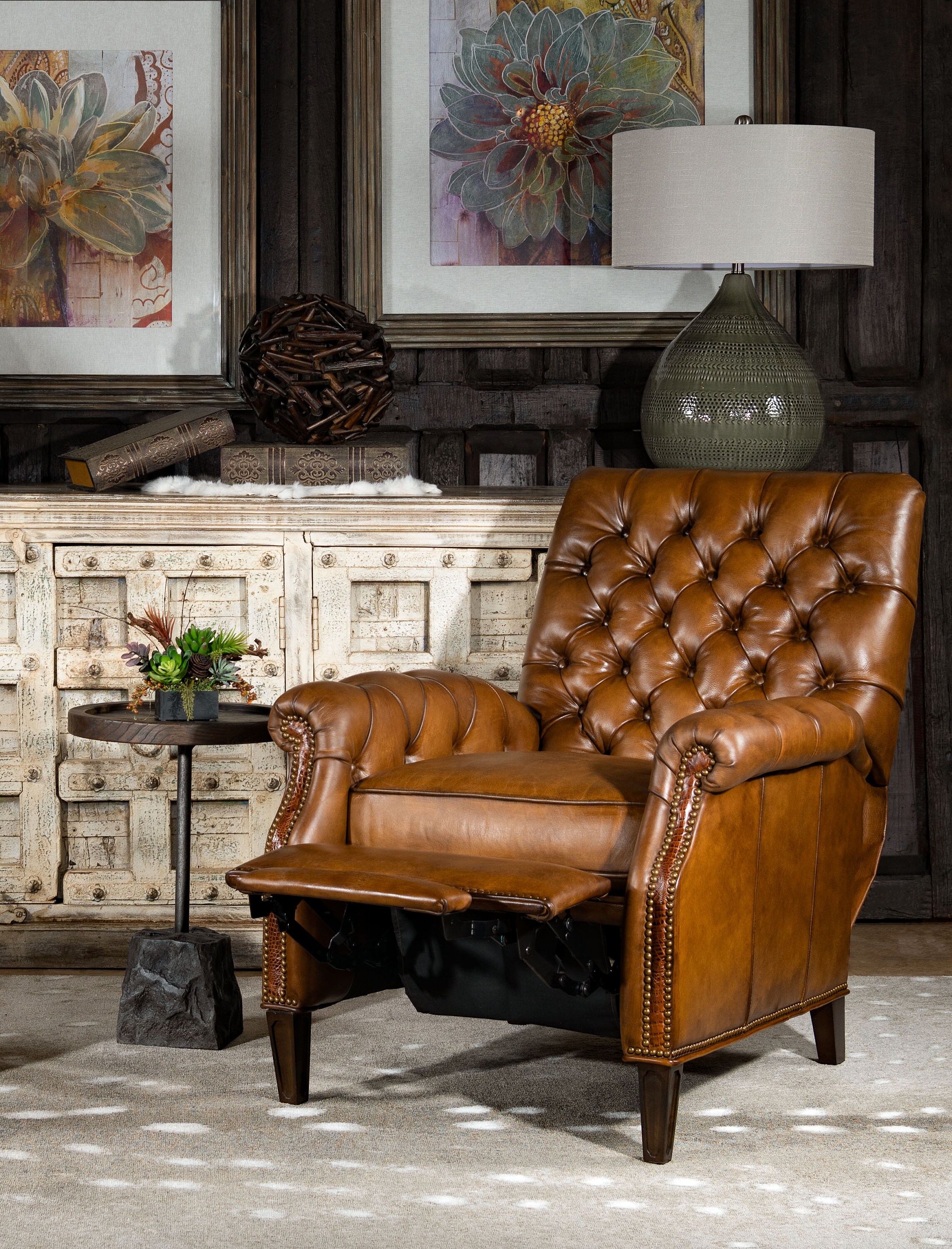 Palomino Boot Stitch Chair Full Grain Leather American Made 8 Way Hand Tied  Construction High Quality Western Style 