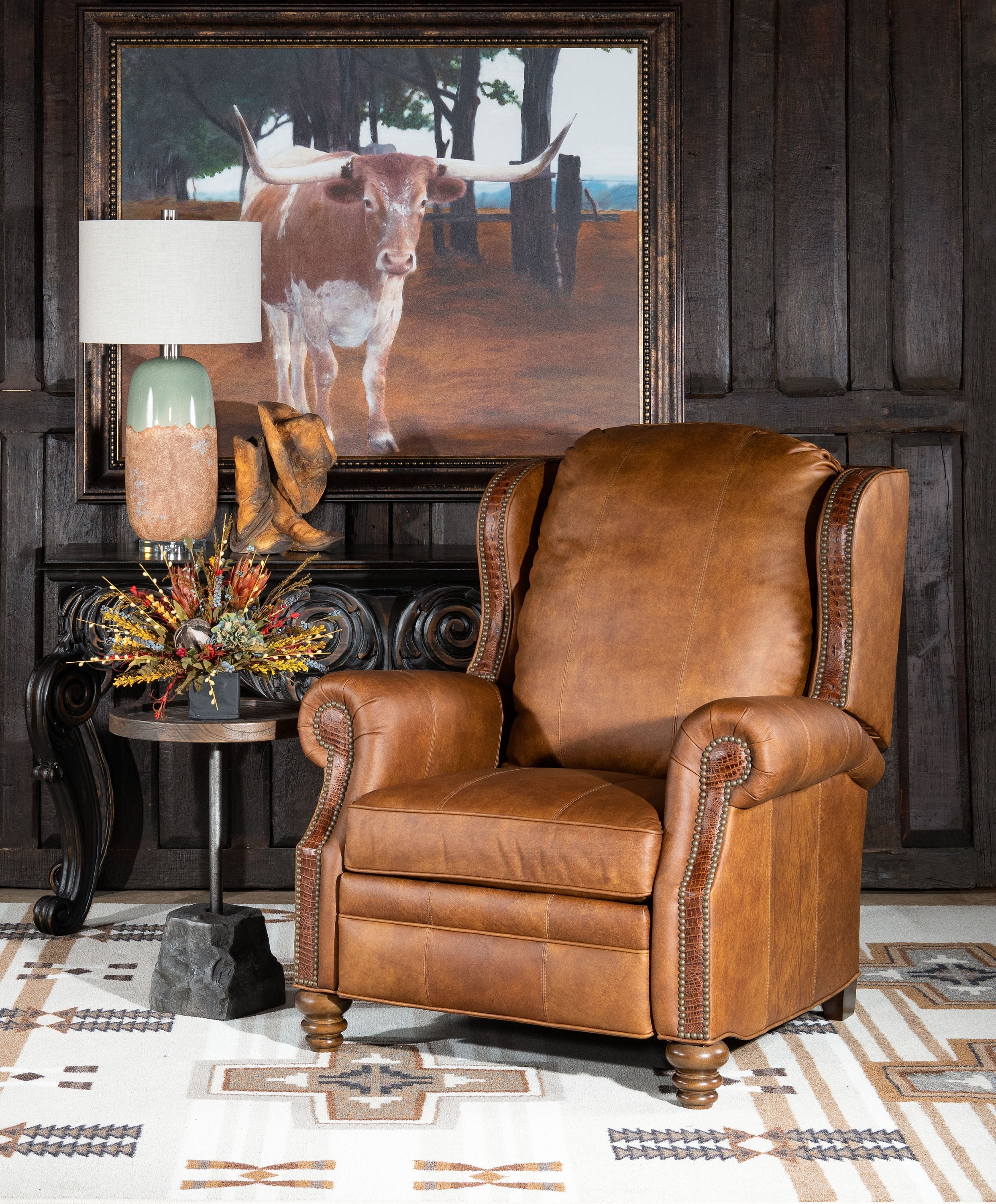 Western leather recliner chairs hotsell