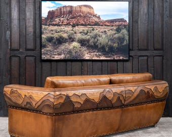Mountain Mesa Sofa | Brown | American Made | Classic Western | 8 Way Hand Tied | Highest Quality