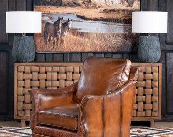 Calexico Full Grain Leather Swivel Rocker | American Made