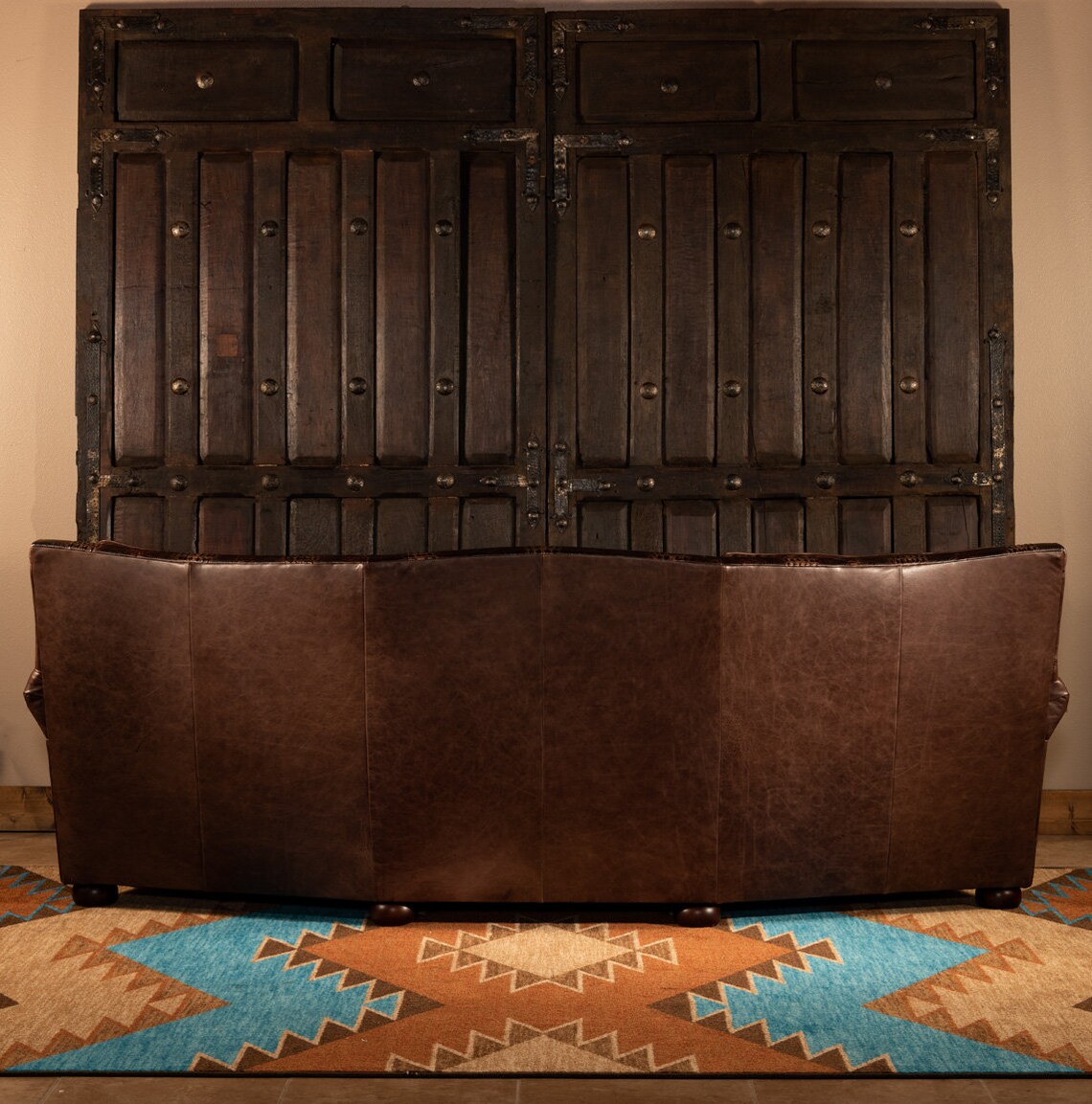 Texas Curved Leather Sofa Ranch Style Rustic Western Etsy