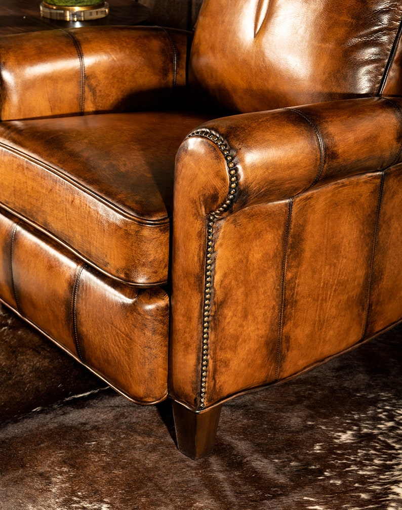 King Ranch Leather Recliner American Made High End Western Distressed High Quality image 5