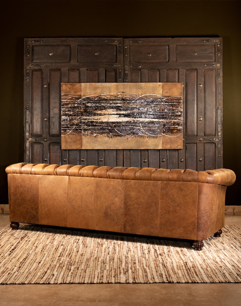 Buckeye Leather Chesterfield Sofa Fine Leather Furniture Tufted Rustic Elegant image 5