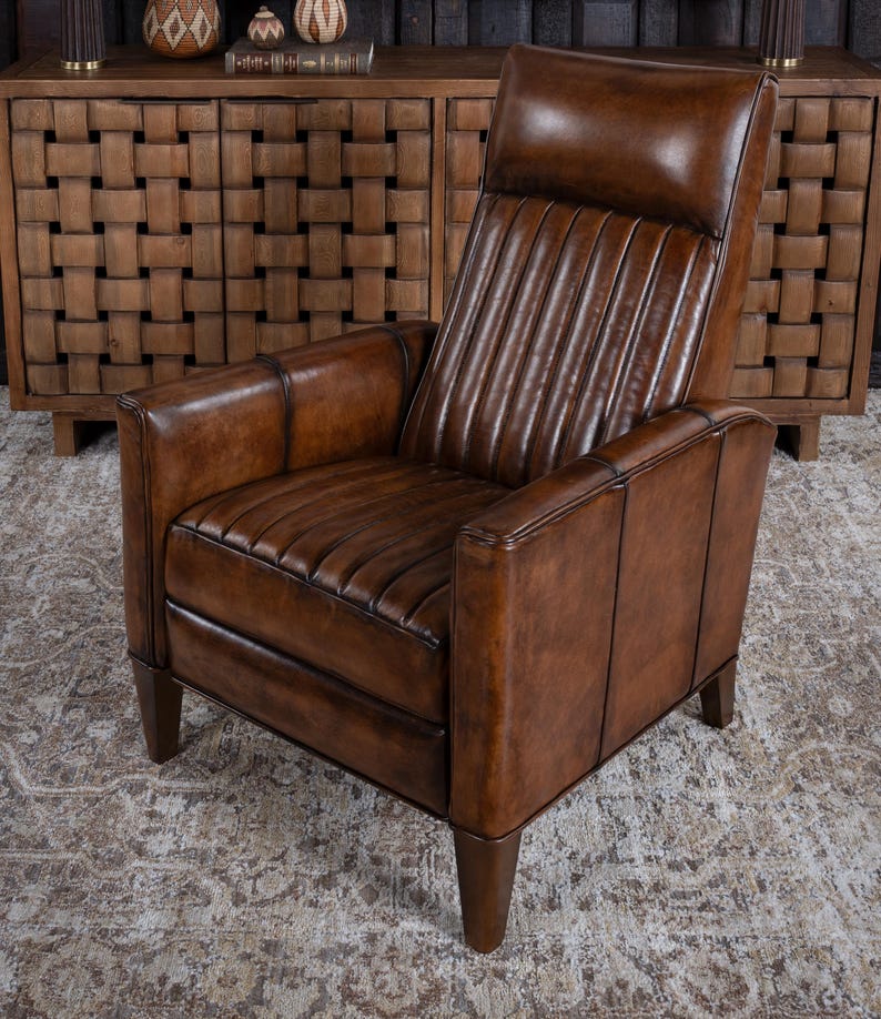 Hand Burnished Leather Recliner | Modern Rustic Design image 10