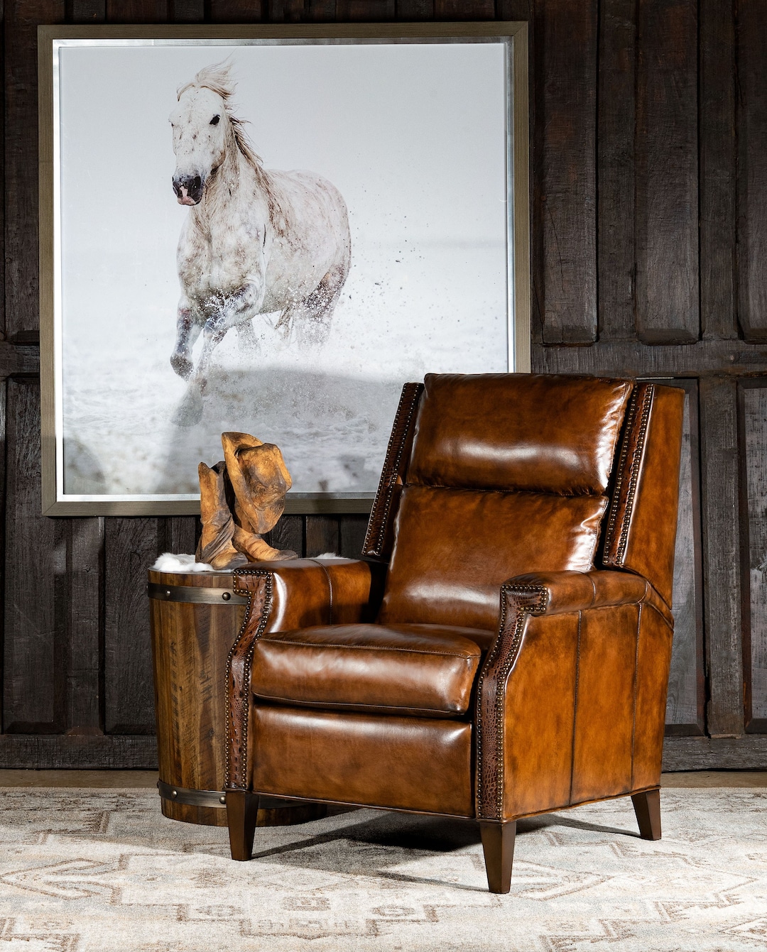 Sillón reclinable Wylie Dundee Cuero Grano superior Respaldo