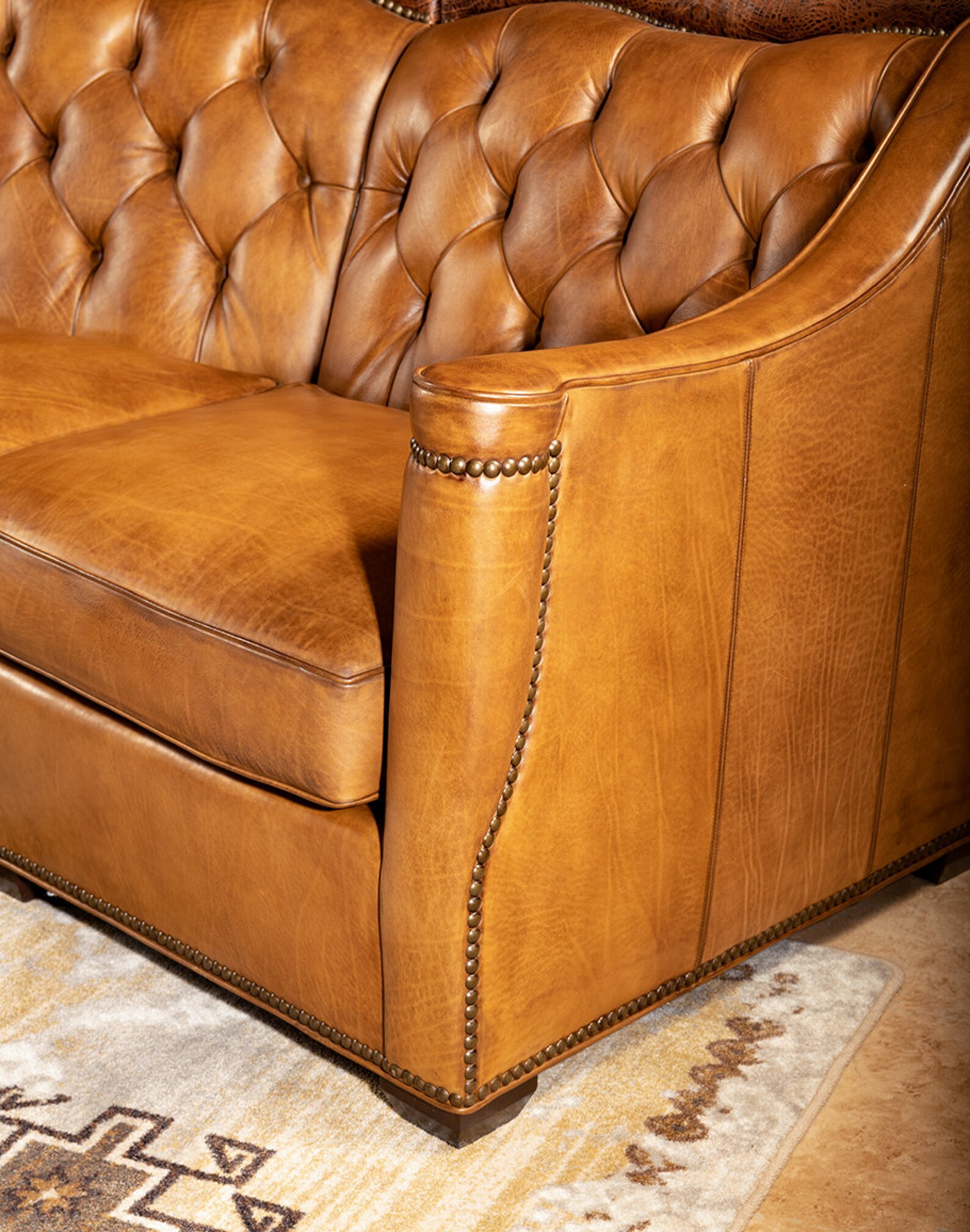 Branson Tufted Leather Sofa Etsy
