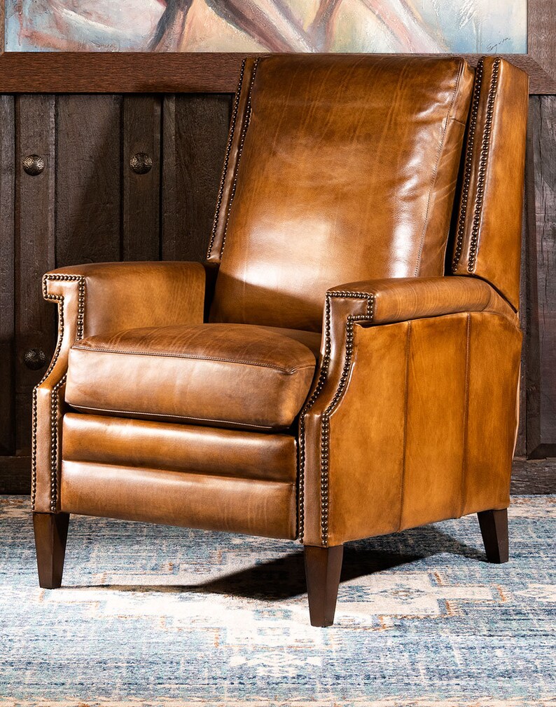 Ghent Saddle Leather Recliner Modern Rustic American Made Etsy