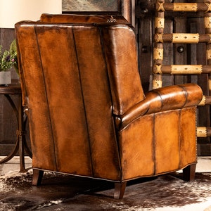 King Ranch Leather Recliner American Made High End Western Distressed High Quality image 3