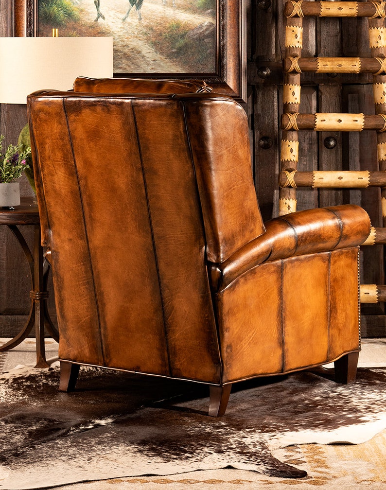 King Ranch Leather Recliner American Made High End Western Distressed High Quality image 3