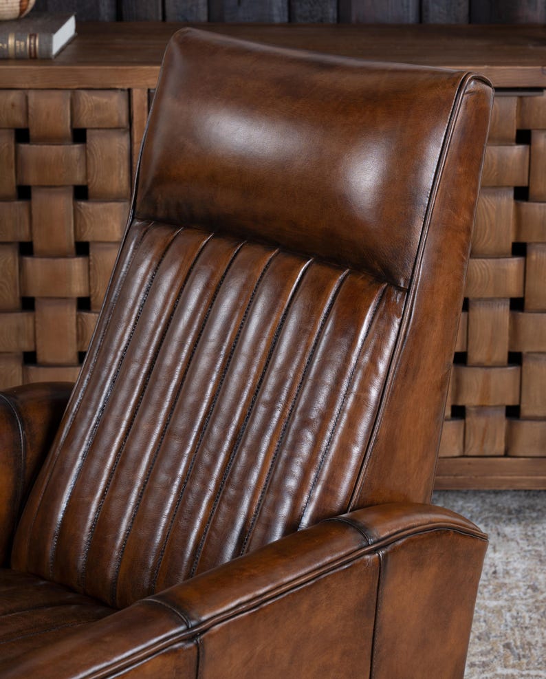 Hand Burnished Leather Recliner | Modern Rustic Design image 6