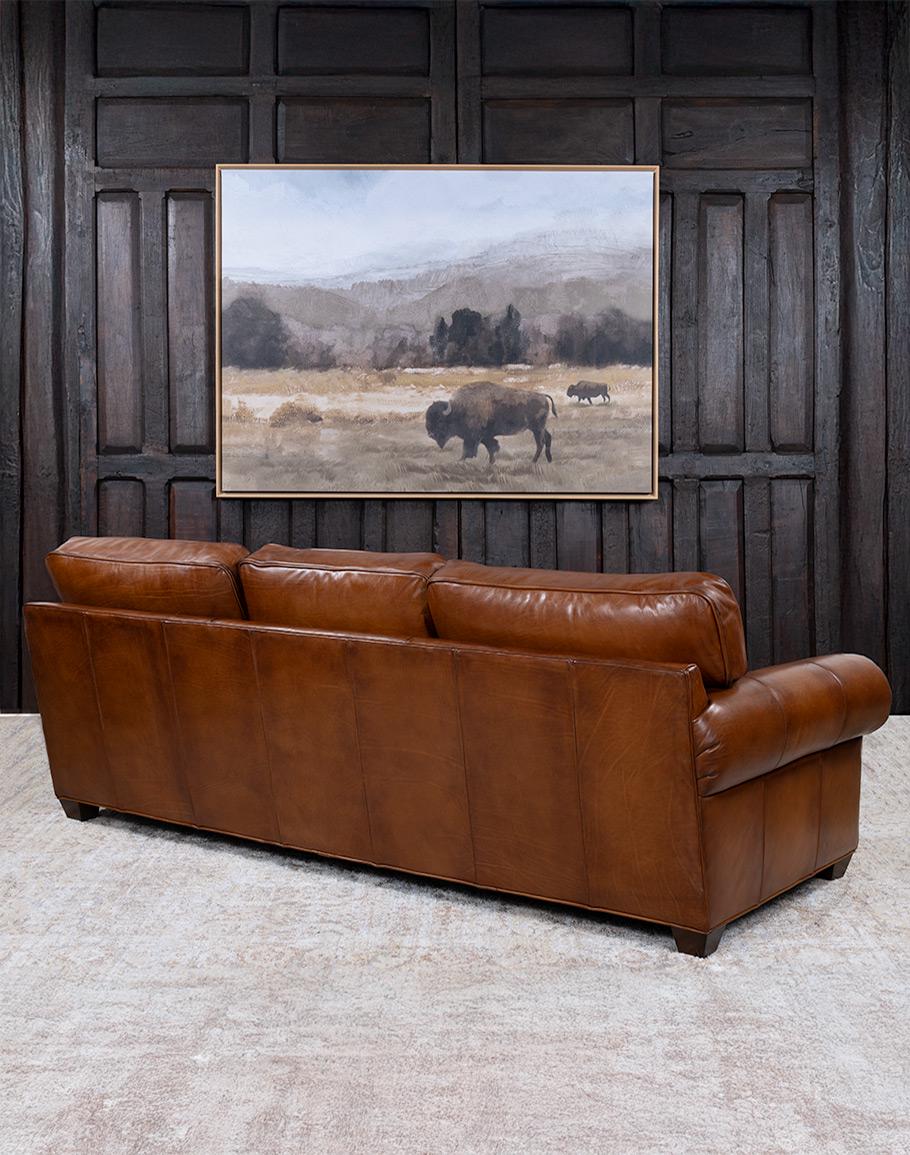 tobacco leather sofa Sundance Rolled Arm Full Grain Leather Sofa - Brown, Classic Western, 8 Way Hand Tied