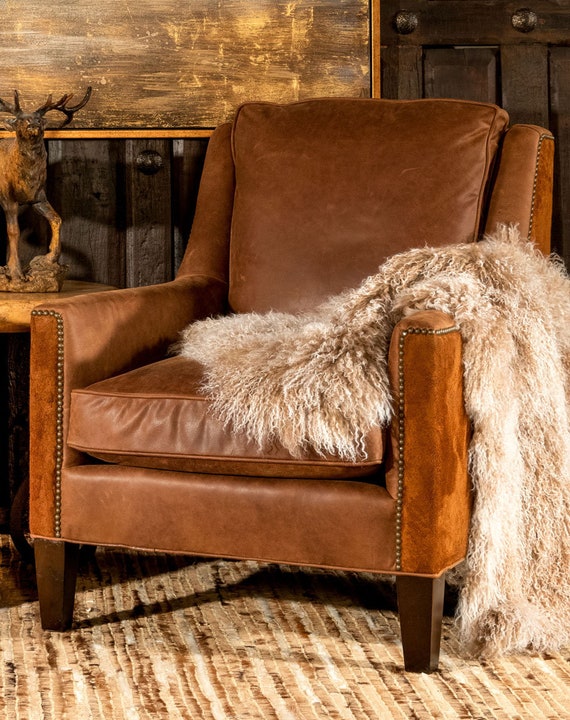 Light brown leather armchair discount