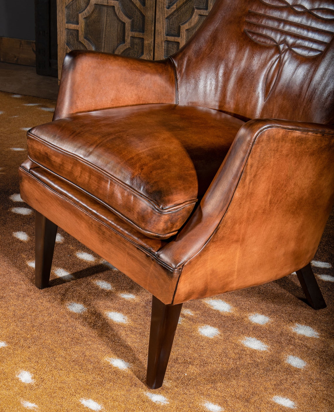 Downtown Cowboy Chair Fun Grain Leather Western American Etsy