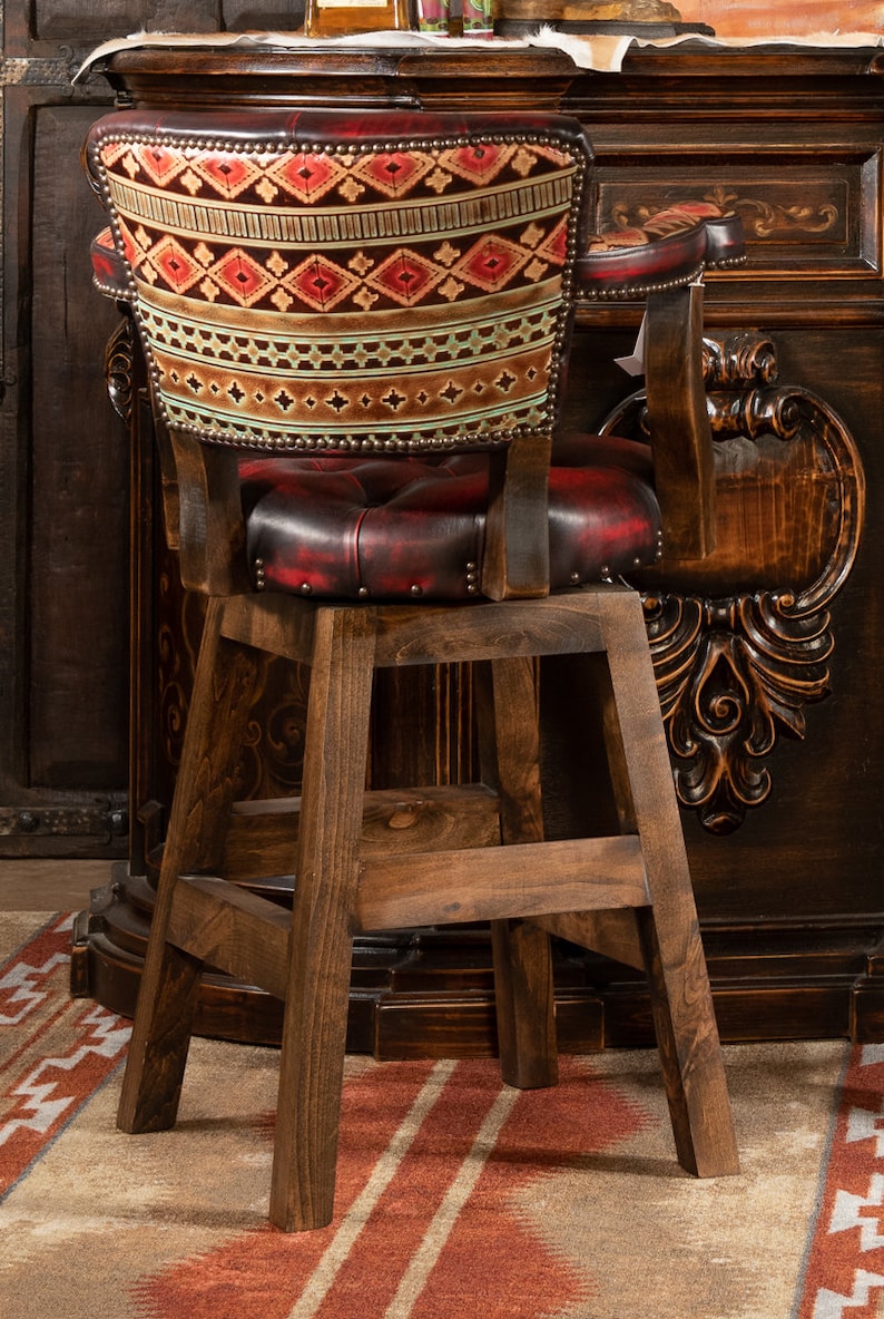 Chisum Navajo Red Barstool Southwestern Style Bar and Etsy