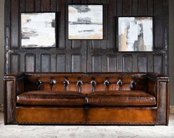 Urban Architect Sofa | Leather | Modern Rustic | American Made | High Quality | Vintage | Distressed