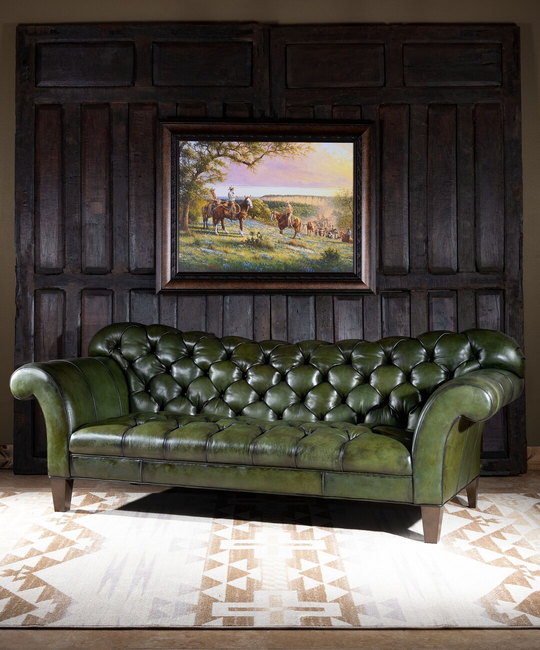 Daphne Chesterfield Sofa Rustic Elegant Western Top Grain American