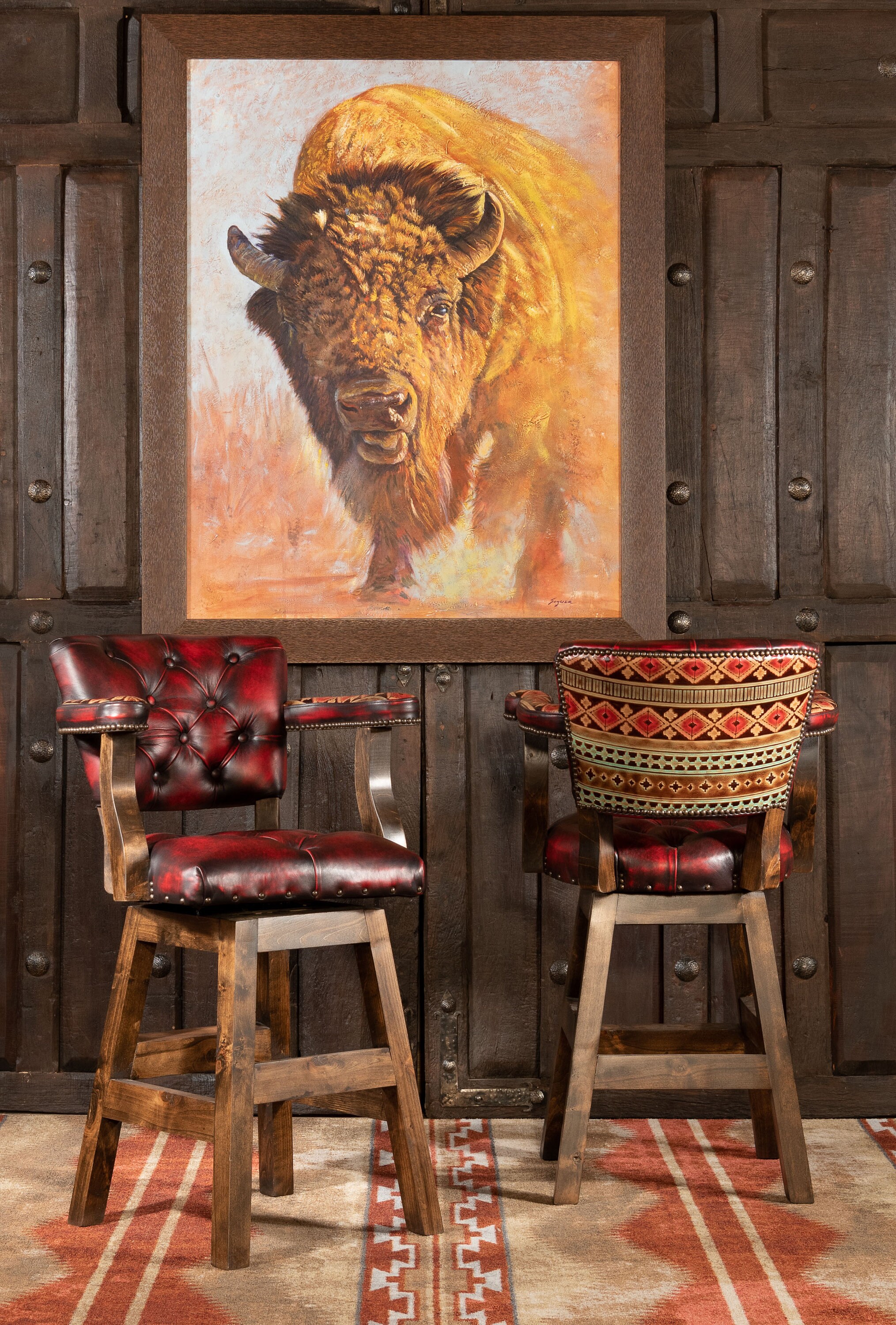 Chisum Navajo Red Barstool Southwestern Style Bar And Etsy