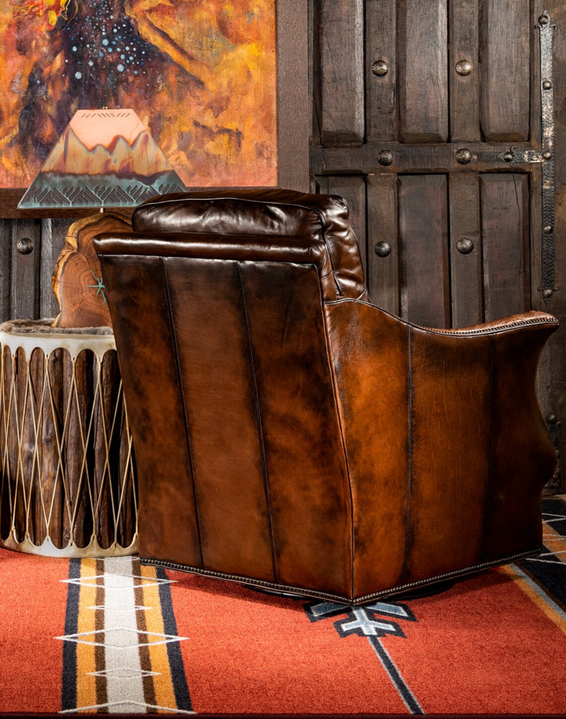 Calexico Leather Swivel Glider Fine Furniture Accent Chair Etsy