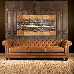 Buckeye Leather Chesterfield Sofa Fine Leather Furniture Tufted Rustic Elegant image 6