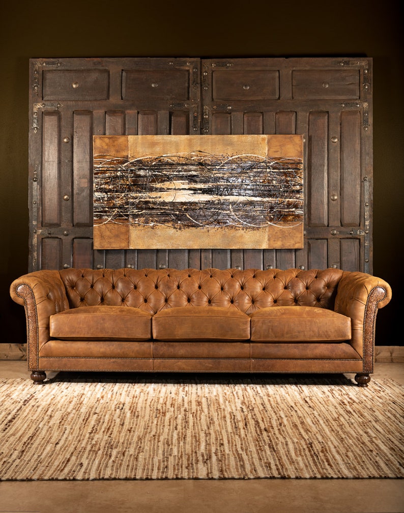 Buckeye Leather Chesterfield Sofa Fine Leather Furniture Tufted Rustic Elegant image 6