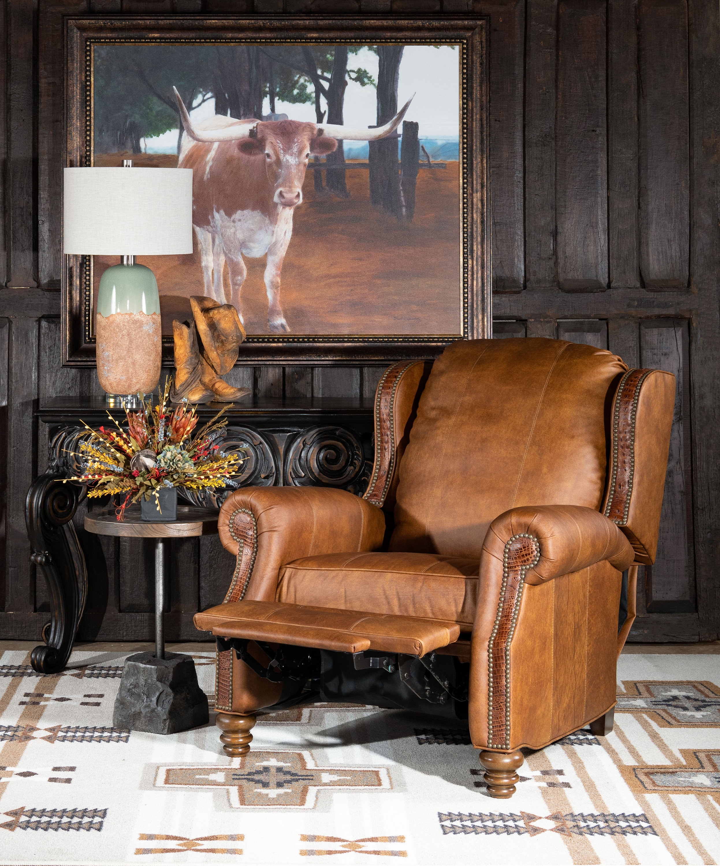 Dundee Leather Rolling Desk Chair