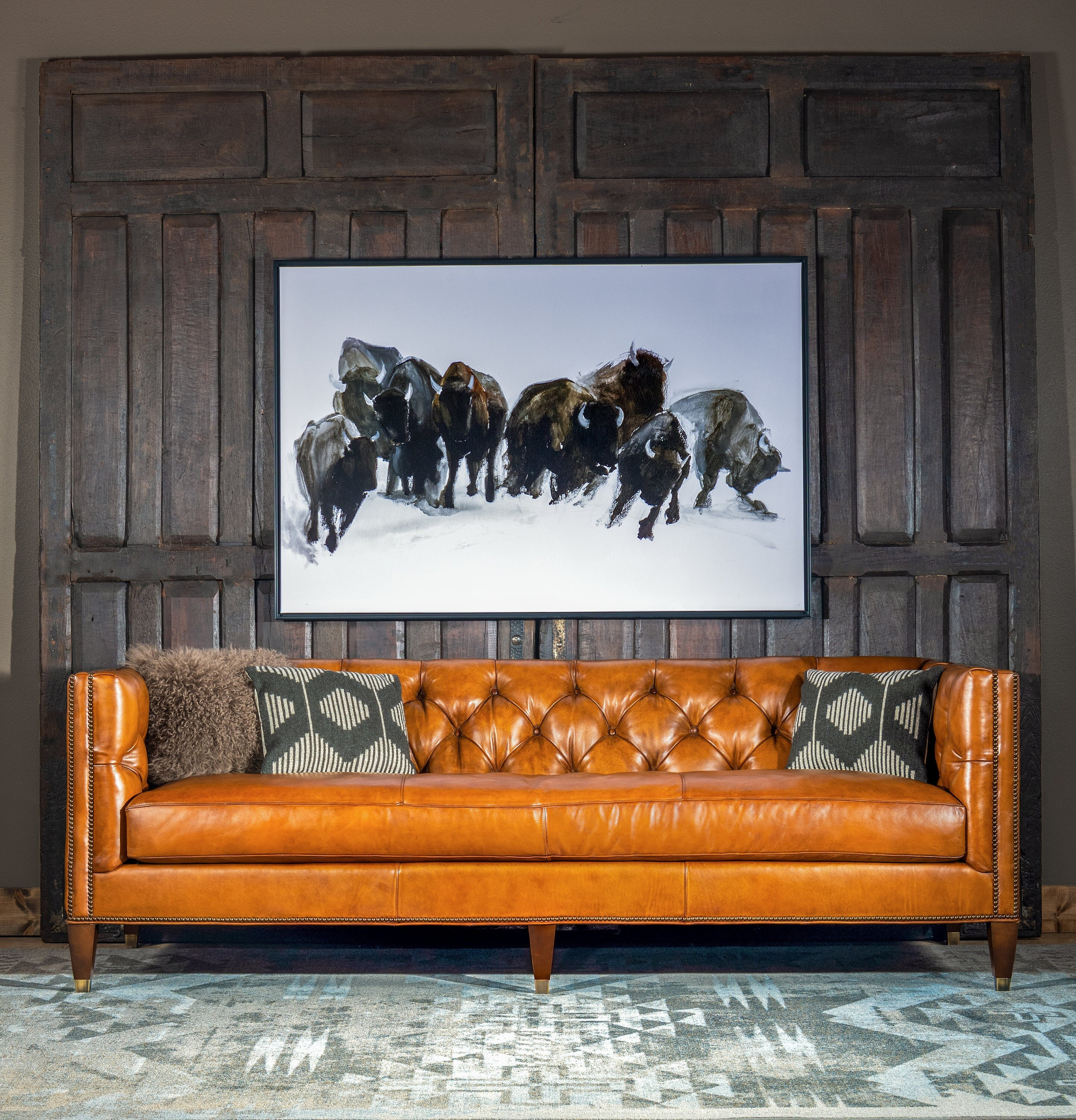 Rockford Chesterfield Sofa Full Grain Leather American Made High Quality Etsy