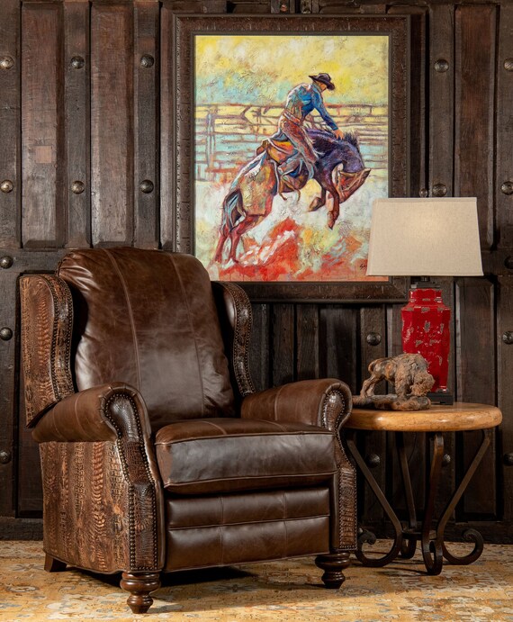Cowboy Del Mar Recliner Western Style Leather Top - Leather Wingback Recliner Cowboy Del Mar Recliner Western Style Leather Top - Leather Wingback Recliner