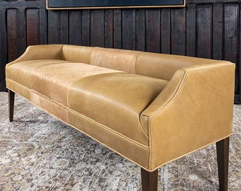 Palomino Leather Bench | Full Grain, Western Cowhide Accent