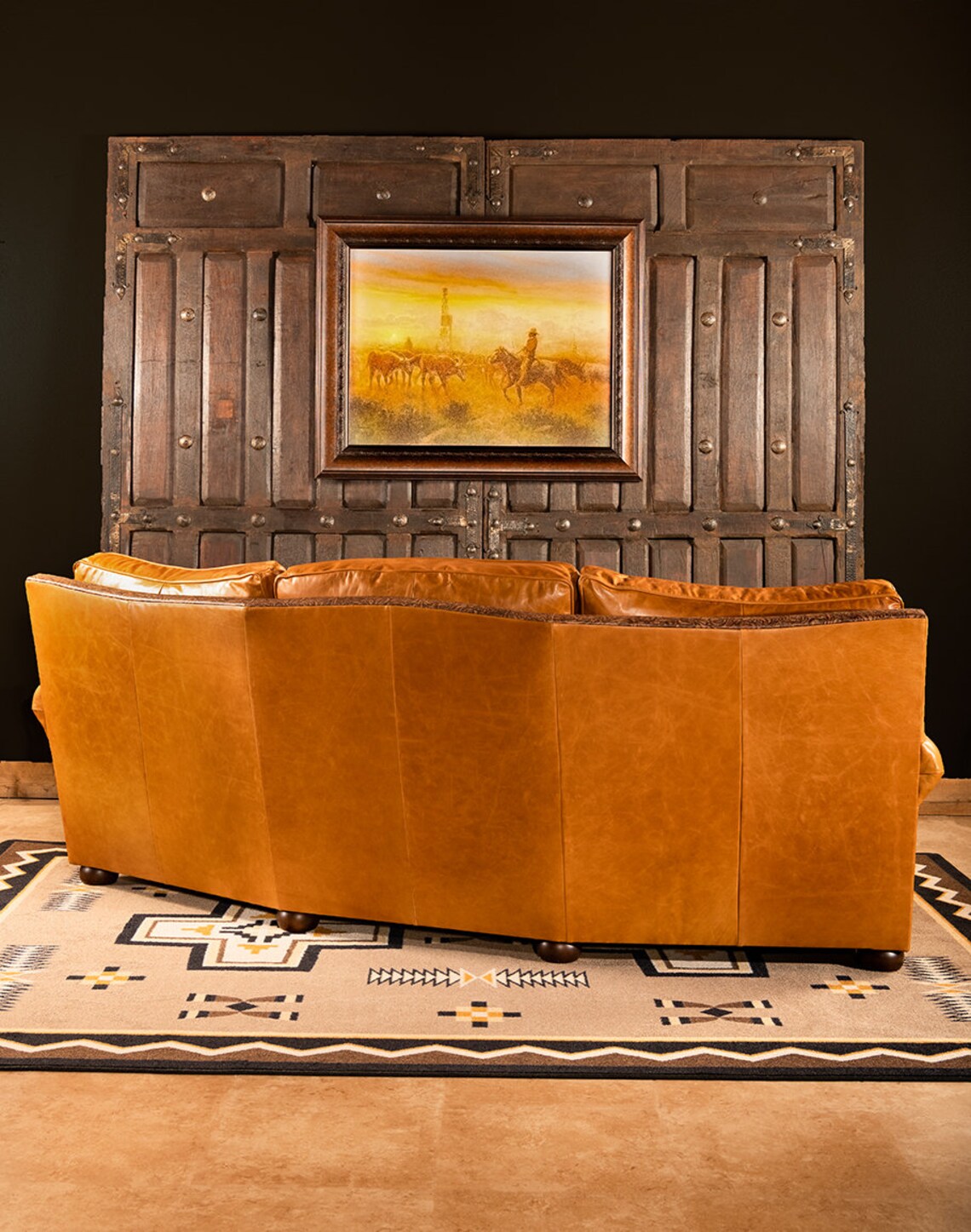 Texas Ranch Curved Leather Sofa Etsy
