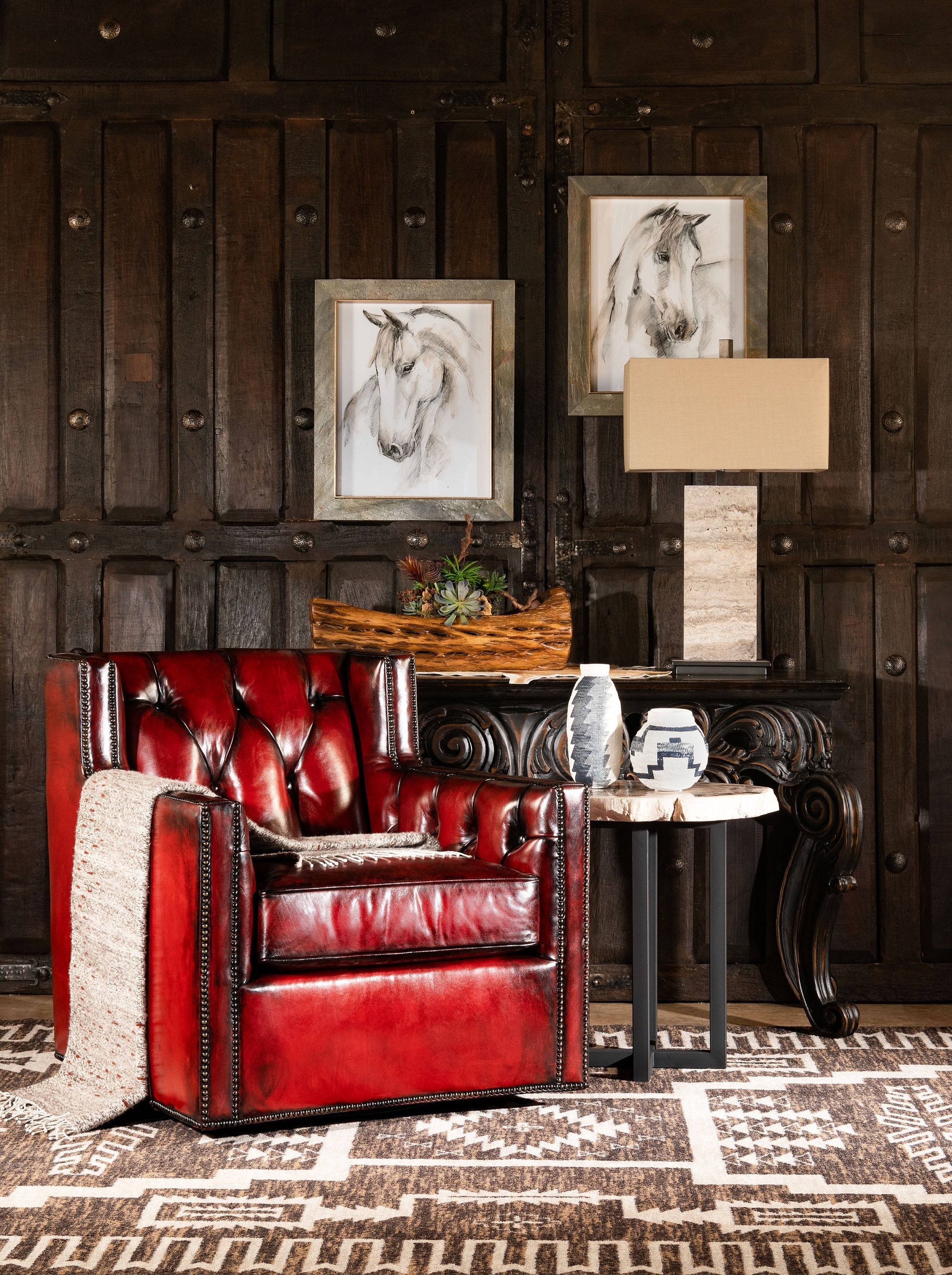 Oakley Red Leather Sofa, Fine Furniture